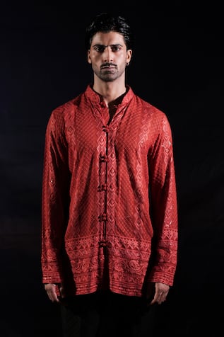 Jubinav Chadha Chikankari Georgette Short Kurta 