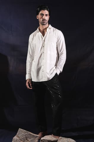 Jubinav Chadha Chikankari & Sequin Zigzag Embroidered Pant 