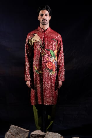 Jubinav Chadha Patchwork & Sequined Kurta & Pant Set 