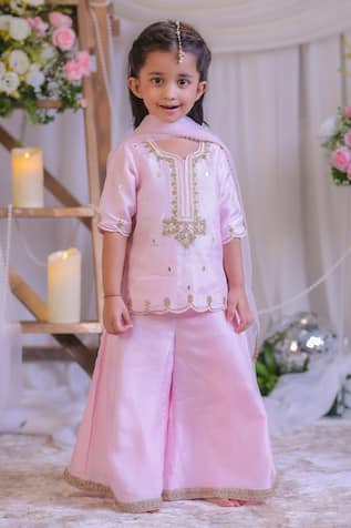 Lil Angels Pink Pearl Embroidered Palazzo Set 
