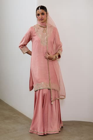 Sheela Suthar Ek Taar Resham & Badla Embroidered Kurta & Gharara Set 