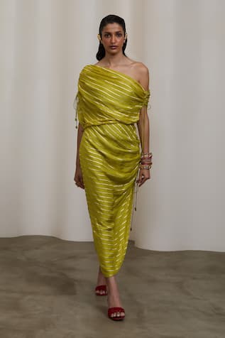 Sheela Suthar Ruched One Shoulder Dress  