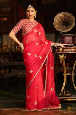 Label Niti Bothra Gota Patti Work Saree With Blouse 