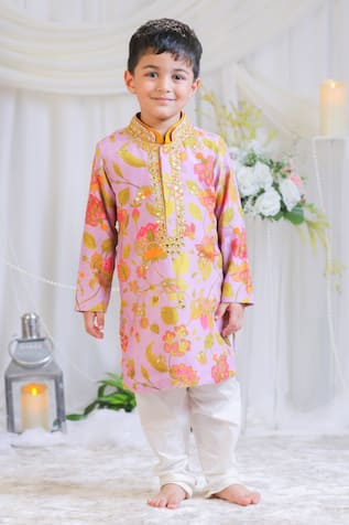 Lil Angels Lilac Printed Abla Kurta Set 