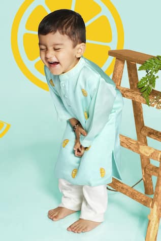Toddle Kidswear Lemon Zest Embroidered Kurta Set 