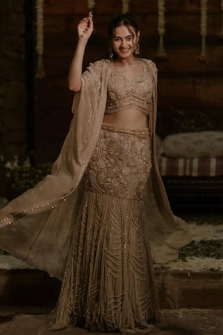 Miku Kumar Bianca Fishcut Embroidered Lehenga Set 