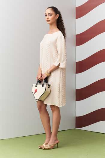Pleats By Aruni Ivory Avanya Pleated Dress 
