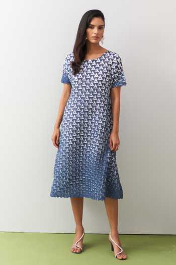 Pleats By Aruni Blue Shinori A-Line Dress 