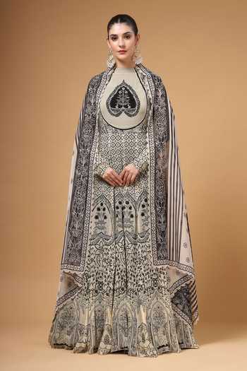 Gazab by Miku Kumar Parizaad Printed Anarkali With Dupatta 