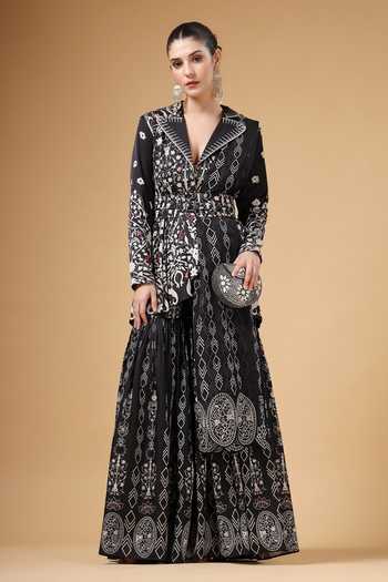Gazab by Miku Kumar Noorani Printed Jacket Sharara Set 