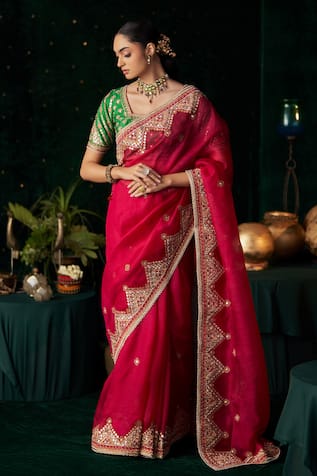 Almaari By Pooja Patel Saarangi Embroidered Saree With Blouse 