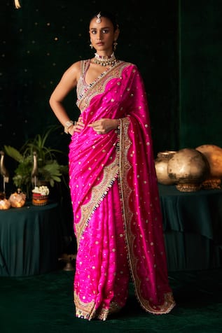 Almaari By Pooja Patel Surmayi Embroidered Saree With Blouse 
