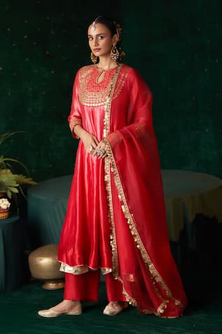 Almaari By Pooja Patel Santoor Embroidered Anarkali Set 