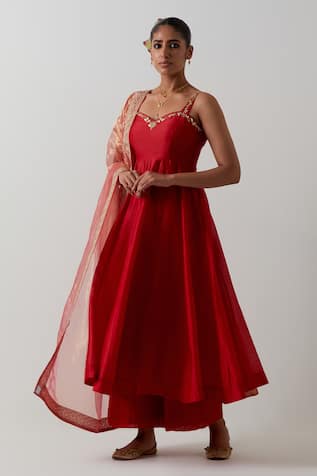 Vinusto Chanderi Zardozi Embroidered Anarkali Set 