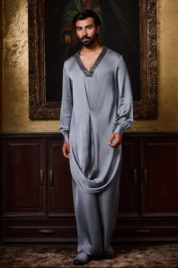 Nitika Gujral Draped Kurta & Farshi Pyjama Set 