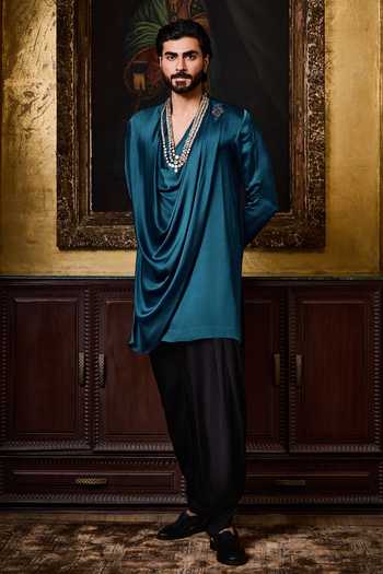 Nitika Gujral Draped Satin Embroidered Kurta With Patiala Salwar 