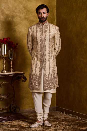 Nitika Gujral Woven Embroidered Sherwani Set 