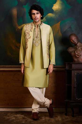 Nitika Gujral Resham & Bead Embroidered Bundi Kurta Set 