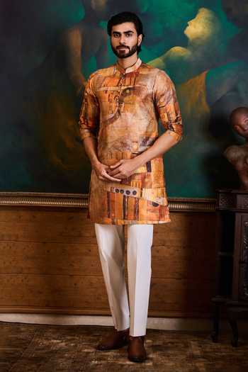 Nitika Gujral Printed Kurta & Cotton Silk Churidar Set 