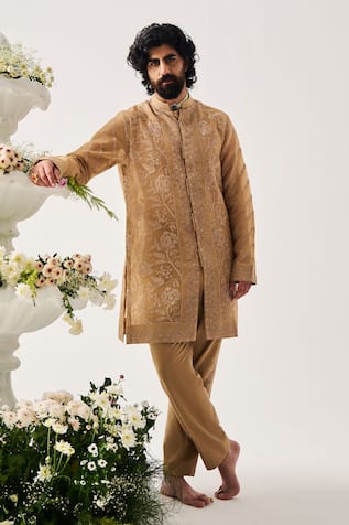 Wabi Sabi By Anshum-Ritesh Whispering Vines Front Open Kurta & Pyjama 