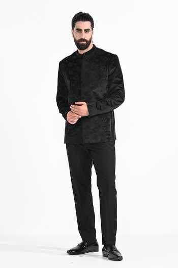 Kalpana Naik Black Panther Embroidered Bandhgala With Trouser 