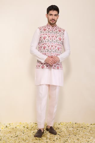 Neha Gursahani Printed Bandhgala Jacket With Kurta & Pant 