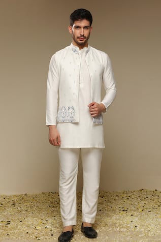 Neha Gursahani Embroidered Bandhgala Jacket Kurta & Pant Set 