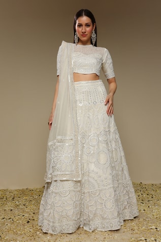 Neha Gursahani Embroidered Lehenga, Blouse & Dupatta Set 