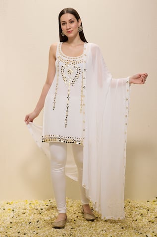 Neha Gursahani Embroidered Kurta, Churidar & Dupatta Set 