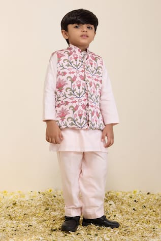 Neha Gursahani Printed Modi Bundi Kurta Set For Boys 