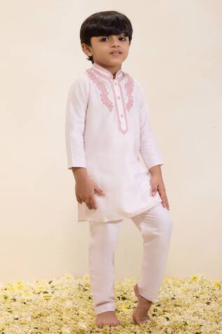 Neha Gursahani Embroidered Spun Silk Kurta & Pant Set 