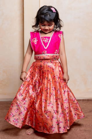 Kirti Agarwal - Pret N Couture Floral Embroidered Blouse & Printed Lehenga Set 