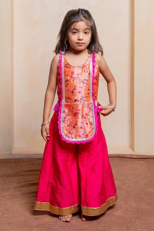 Kirti Agarwal - Pret N Couture Floral Print Apron Style Kurta & Sharara Set 