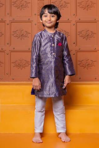 Kirti Agarwal - Pret N Couture Geometric Brocade Kurta Pyjama Set  