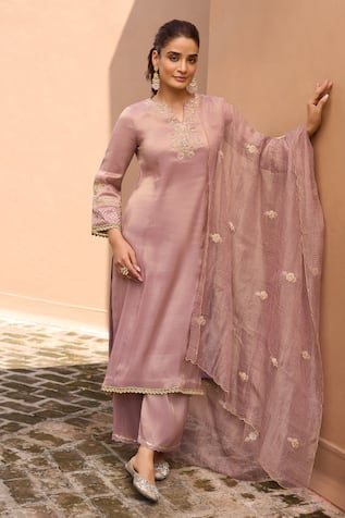 Dohr India Divani Zari & Sequins Embroidered Kurta Set  