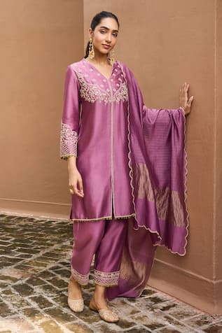 Dohr India Falak Zari & Sequins Embroidered Choga Kurta Set 