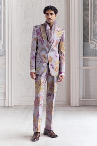 Mahima Mahajan Aamil Quilted Hand Embroidered Blazer Trouser Set 