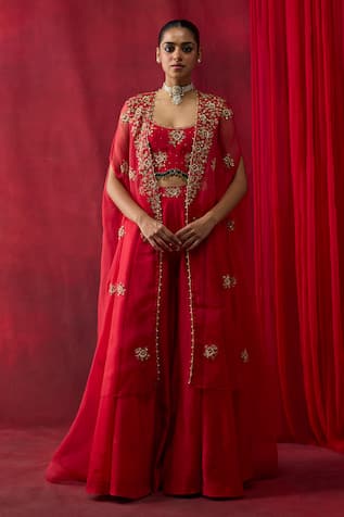 Shikha Mehta Mishka Embroidered Cape Set 