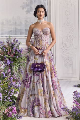 Mahima Mahajan Elanor Floral Embroidered Corset & Lehenga Set 