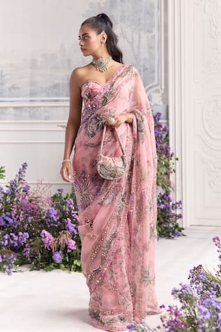 Mahima Mahajan Aviva Floral Embroidered Pre-Draped Saree & Corset Set 