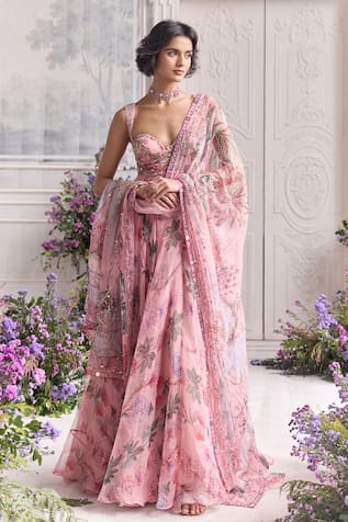 Mahima Mahajan Aqeela Floral Printed Anarkali & Embroidered Dupatta Set 