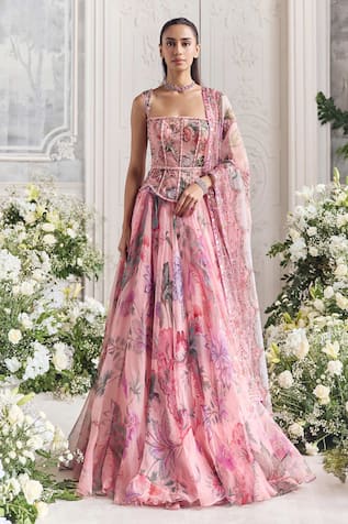 Mahima Mahajan Zayna Floral Print Corset Lehenga Set  
