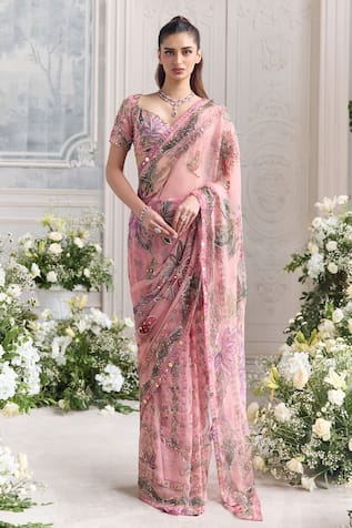 Mahima Mahajan Chahat Embroidered Pre-Draped Saree With Blouse 