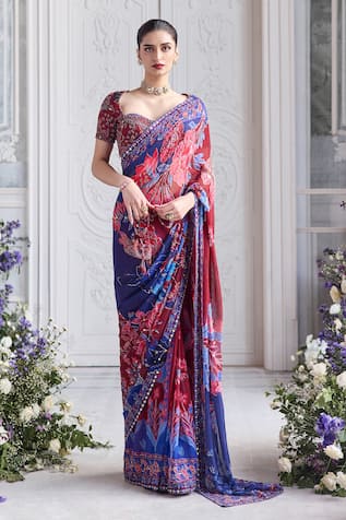 Mahima Mahajan Samar Floral Print Pre-draped Saree With Blouse 