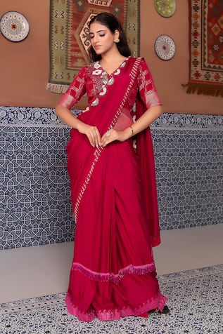 Nidhi Kejriwal Embroidered Georgette Saree With Blouse 