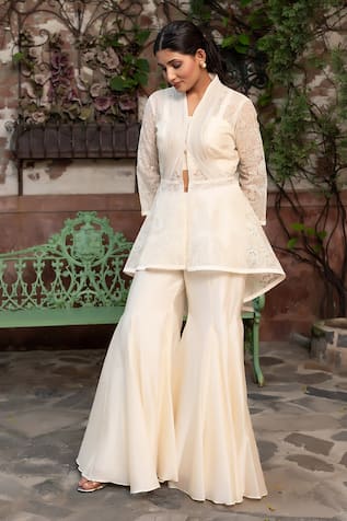 Nidhi Kejriwal Wired Design Flared Coat Set 