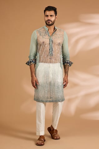 Rabani & Rakha Shaded Sequin & Cutdana Embroidered Kurta Set 