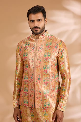 Rabani & Rakha Zari Benarsi Printed Bundi 