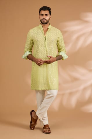 Rabani & Rakha Jaal Thread & Sequin Work Kurta With Pant 