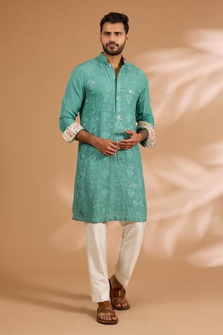 Rabani & Rakha Thread & Sequin Embroidered Kurta Set 